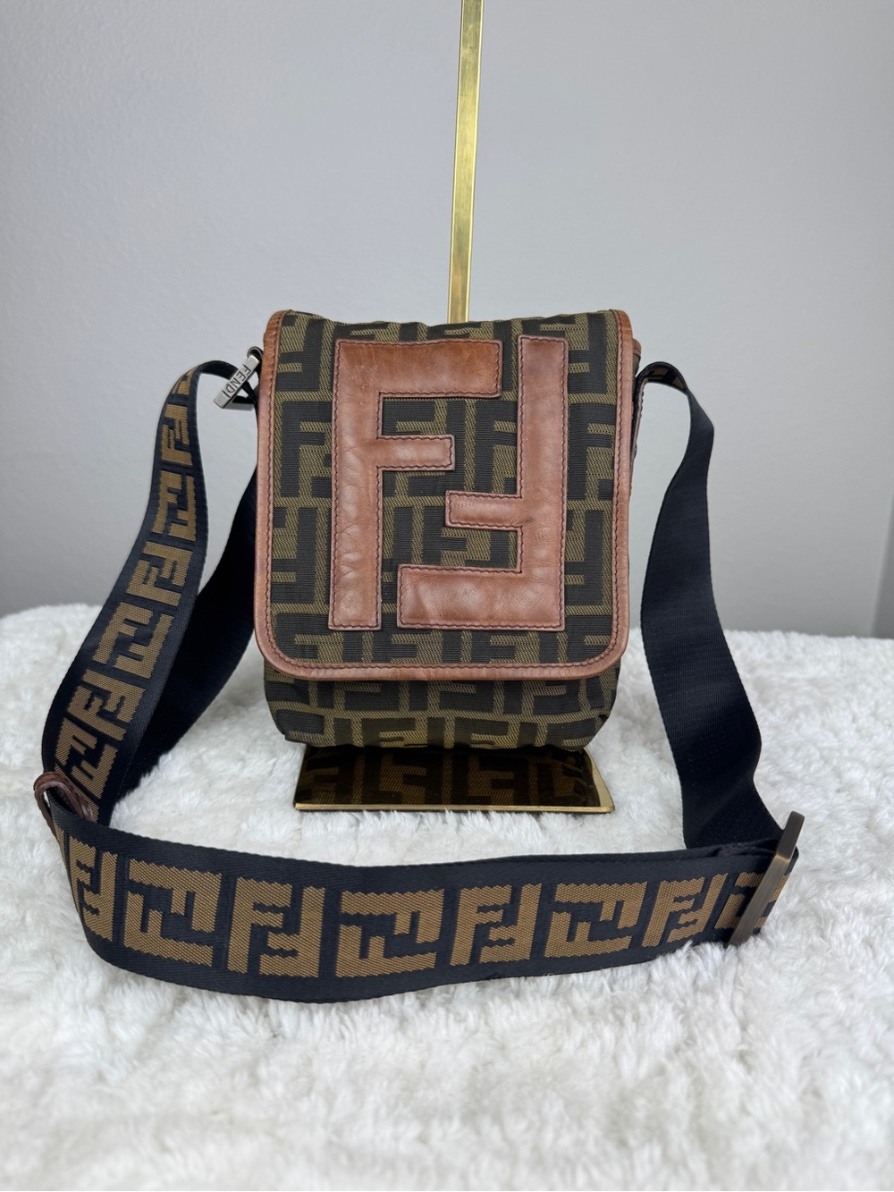 Fendi FF Zucca canvas mini Brown Monogram Crossbody Messenger Bag